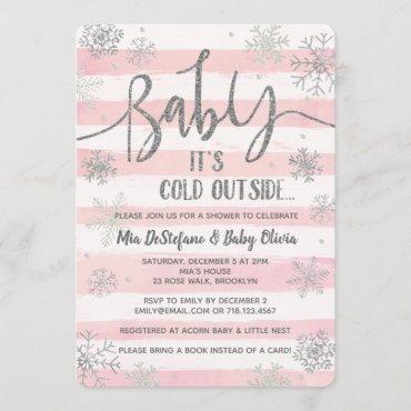 Baby It's Cold Outside Shower Invitation Girl Pink