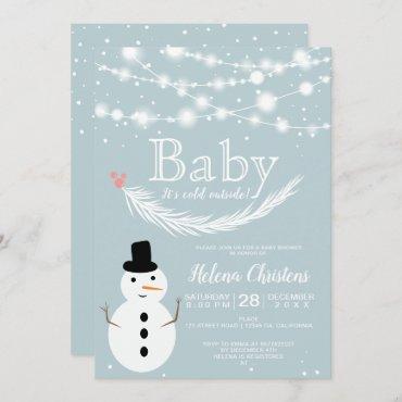 Baby it's cold outside string light snowman shower