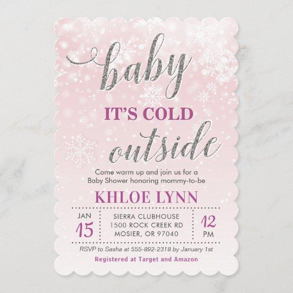 Baby Its Cold Outside Winter Baby Shower Pink Girl