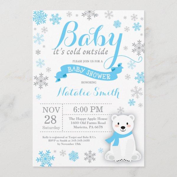 Baby Its Cold Outside Winter Boy Baby Shower Blue