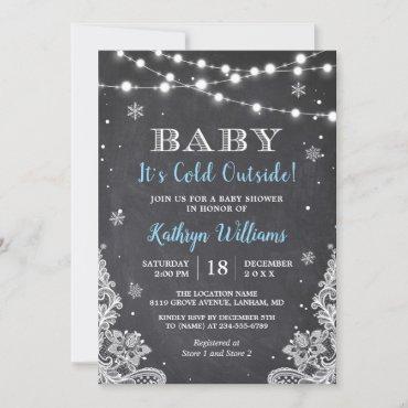 Baby It's Cold Outside Winter Boy Baby Shower Invitation