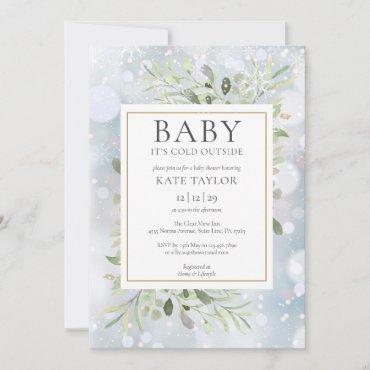 Baby Its Cold Outside Winter Snow Baby Shower Invitation