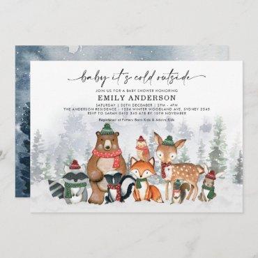 Baby It's Cold Outside Winter Woodland Baby Shower Invitation