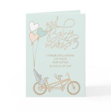 Baby Makes Three tandem bike with baby seat  Card