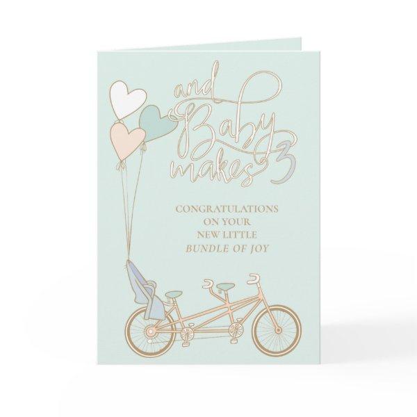 Baby Makes Three tandem bike with baby seat  Card