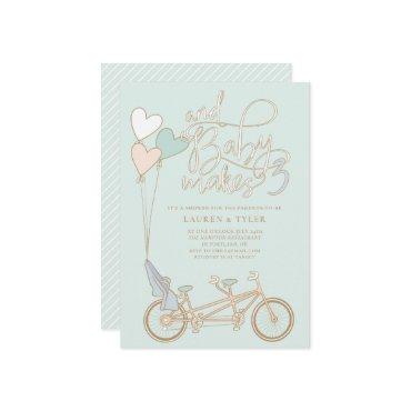 Baby Makes Three tandem bike with baby seat shower
