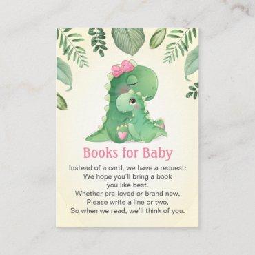 Baby Mommy Pink Girl Dinosaur Party Books for Baby Enclosure Card
