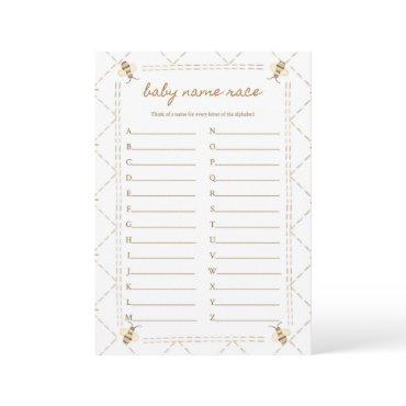 Baby Name Race Bee Baby Shower Games Cards