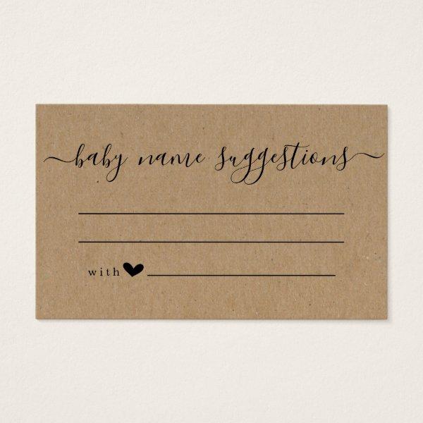 Baby Name Suggestions Card for Baby Shower