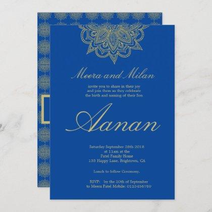 Baby Naming Hindu Namkaran Ceremony Blue Invitation