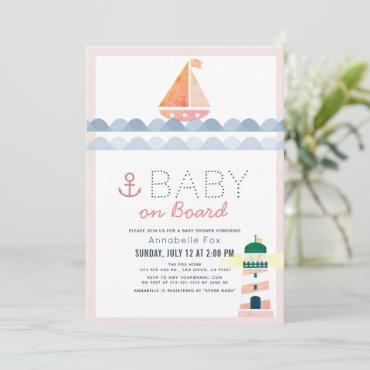 Baby on Board Nautical Pink Girl