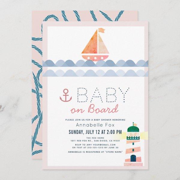 Baby on Board Nautical Pink Girl