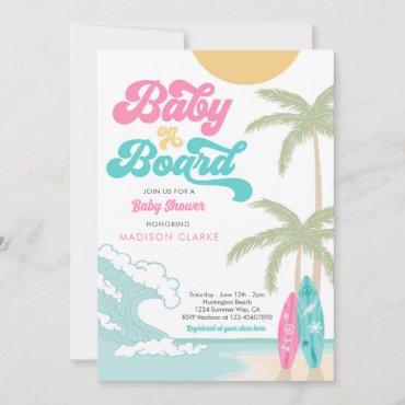 Baby on Board Surfboard Beach Retro