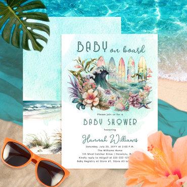 Baby on Board Tropical Surfing Floral
