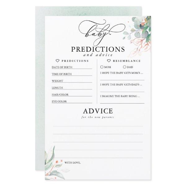 Baby Predictions and Advice Baby Shower Card