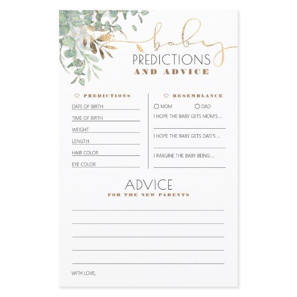 Baby Predictions and Advice Baby Shower Card
