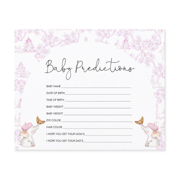 Baby Predictions Pink Toile Baby Shower Game