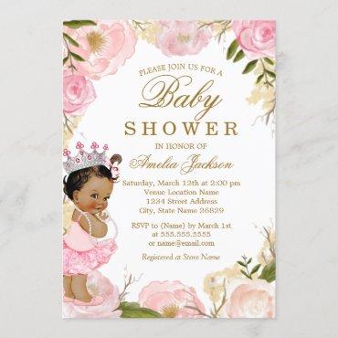 Baby Princess Floral Rose It's a Girl Baby Shower Invitation