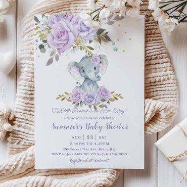 Baby Purple Floral Cute Elephant Girl