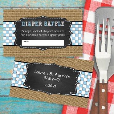 Baby Q Diaper Raffle Tickets / BOY baby shower Enclosure Card