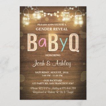 Baby Q gender reveal BBQ Baby Shower Rustic Wood