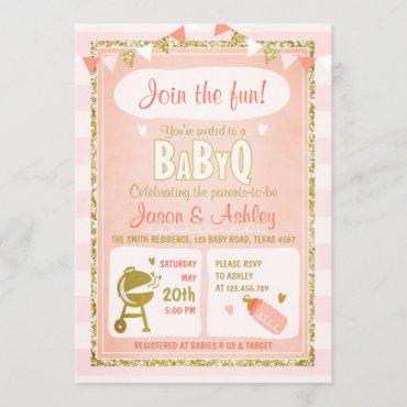 Baby Q  Coed BBQ Baby Shower Invite Pink