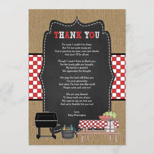 Baby Q thank you notes with poem / BBQ
