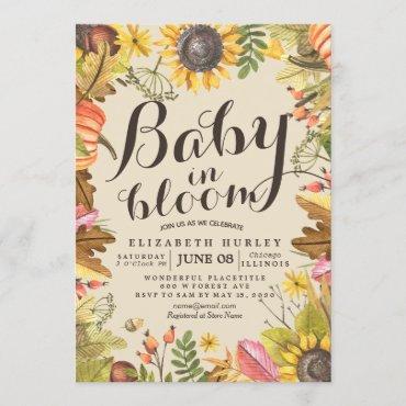 Baby Shower Baby in Bloom Maple Pumpkin Sunflowers Invitation