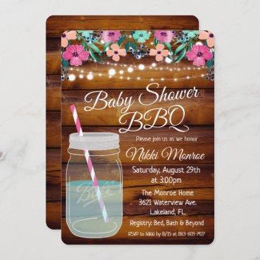 Baby Shower BBQ Mason Jar Invitation