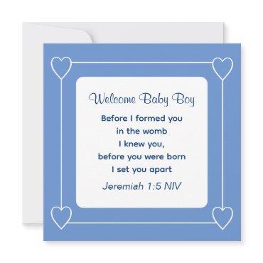 Baby Shower Bible Verse Striped Blue