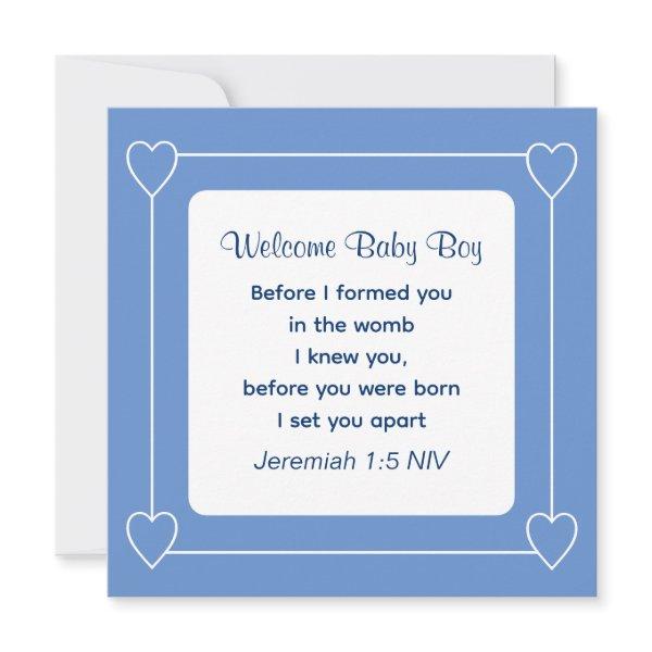 Baby Shower Bible Verse Striped Blue