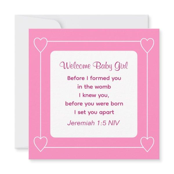 Baby Shower Bible Verse Striped Pink