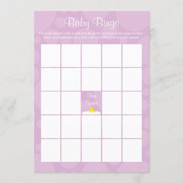 Baby Shower Bingo - Rubber Ducky Theme - Lilac