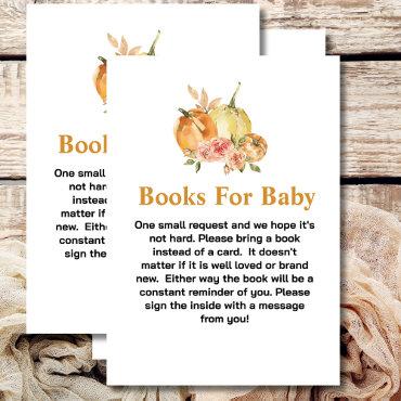 Baby shower books for baby pumpkin pink floral enclosure card