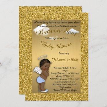 Baby Shower Boy, Afro American,Baby Angel,Gold
