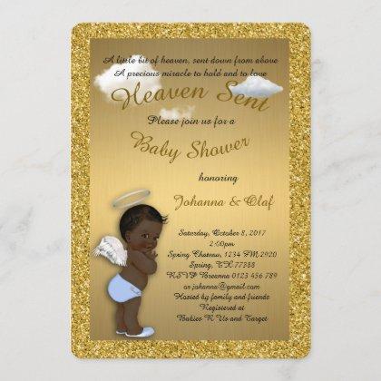 Baby Shower Boy, Afro American,Baby Angel,Gold