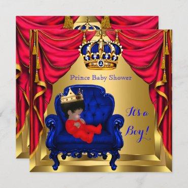 Baby Shower Boy Little Prince Blue Red Gold Ethnic