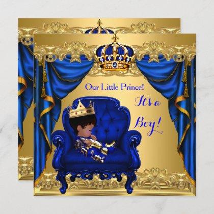 Baby Shower Boy Little Prince Royal Blue Golden