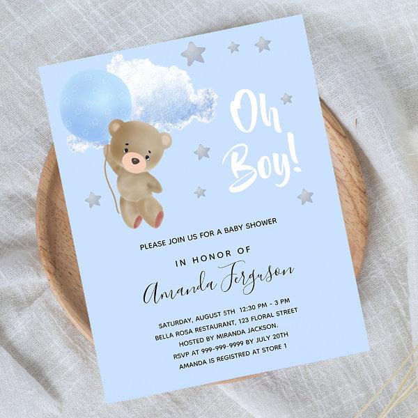 Baby shower boy teddy bear budget  flyer