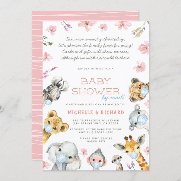 Baby Shower By Mail Safari Animals Pink Floral