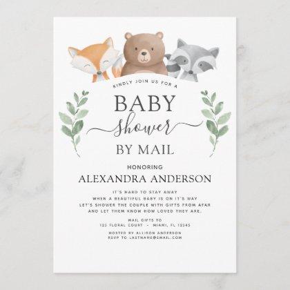 Baby Shower By Mail Woodland Eucalyptus Greenery Invitation