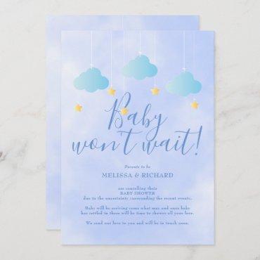 Baby Shower Cancellation Blue Shower by Mail Invitation