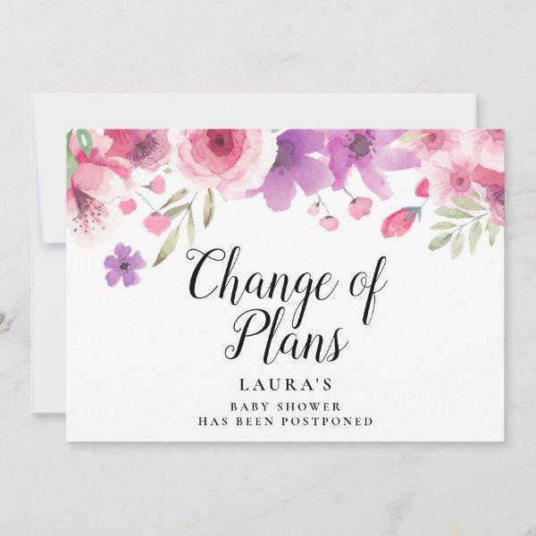 Baby Shower Change of Plans Watercolour Floral Save The Date