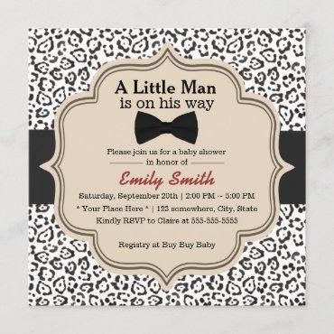 Baby Shower Classic Bow Tie Snow Leopard Print