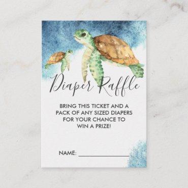 Baby Shower Diaper Raffle Ticket | Sea Turtle Enclosure Card