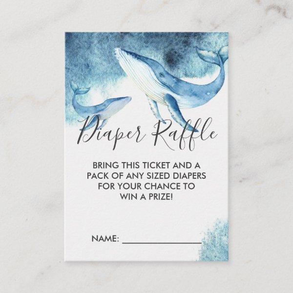 Baby Shower Diaper Raffle Ticket | Whales Enclosure Card