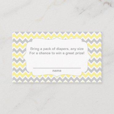Baby Shower Diaper Raffle Tickets, yellow grey Enclosure Card