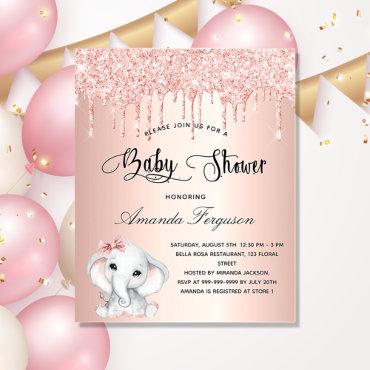 Baby Shower elephant rose girl budget  Flyer