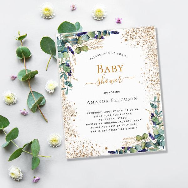 Baby Shower eucalyptus glitter budget  Flyer