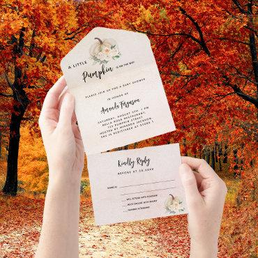 Baby Shower fall in love pumpkin RSVP All In One